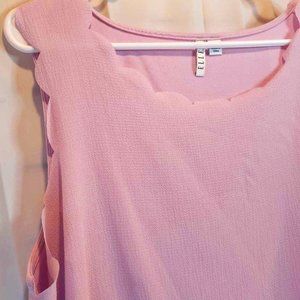 Elle Women's Tank Top - Pink Scalloped Edge - XL -  New